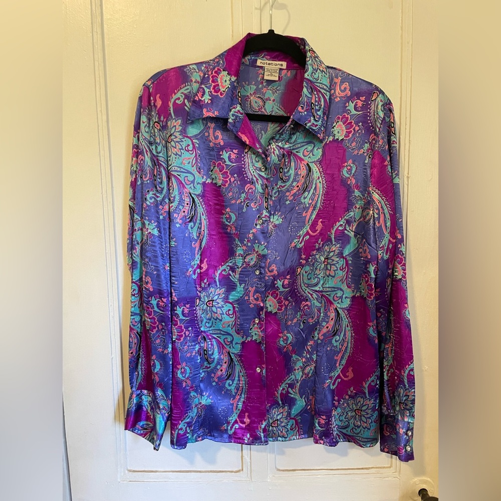 Paisley Blouse, pink purple and blue